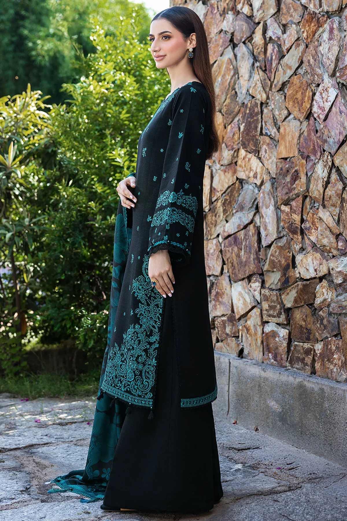 Lawn-3PC Embroidered Shirt with Digital Printed Jauqard Dupatta- 5098 - Image 2