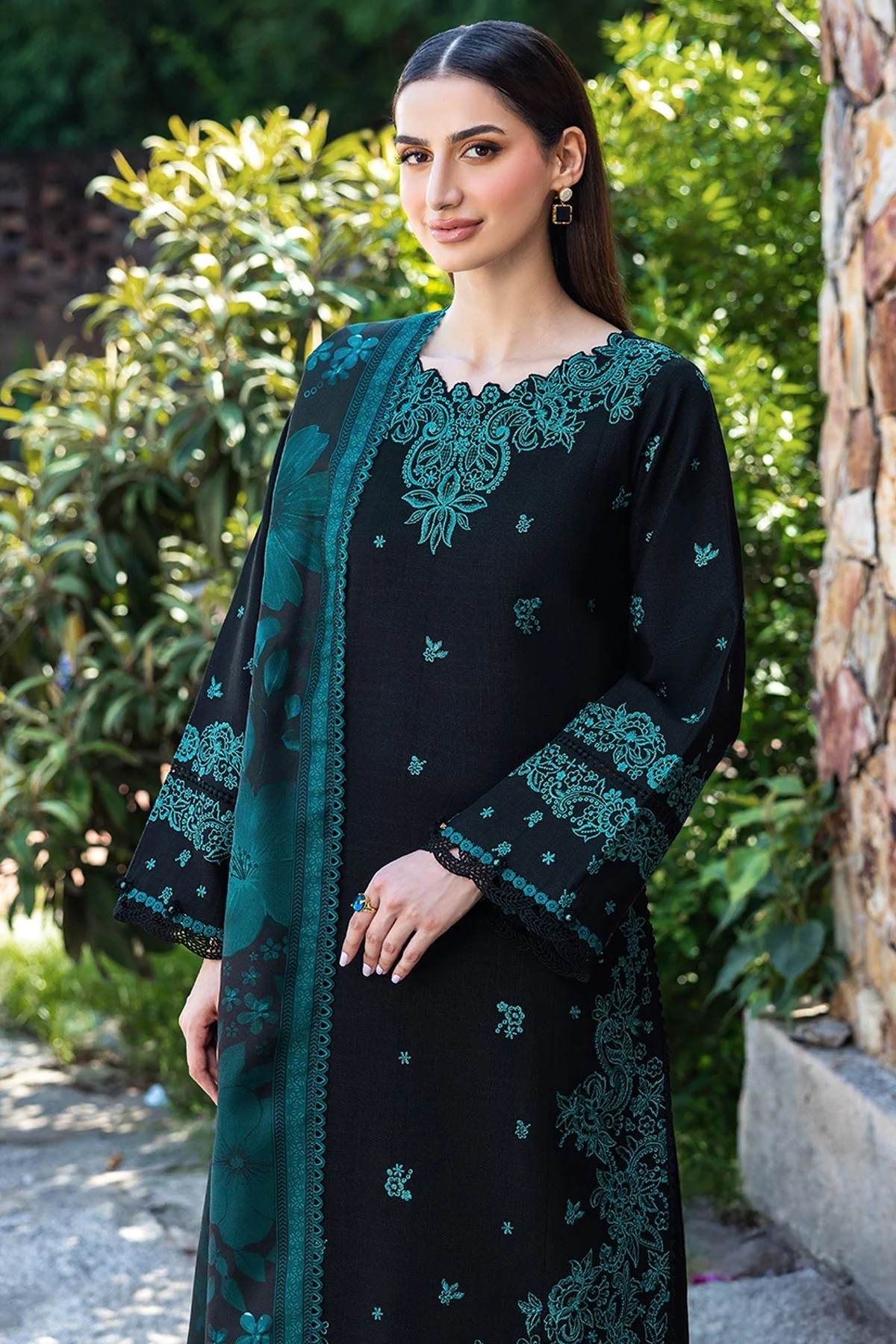 Lawn-3PC Embroidered Shirt with Digital Printed Jauqard Dupatta- 5098 - Image 3