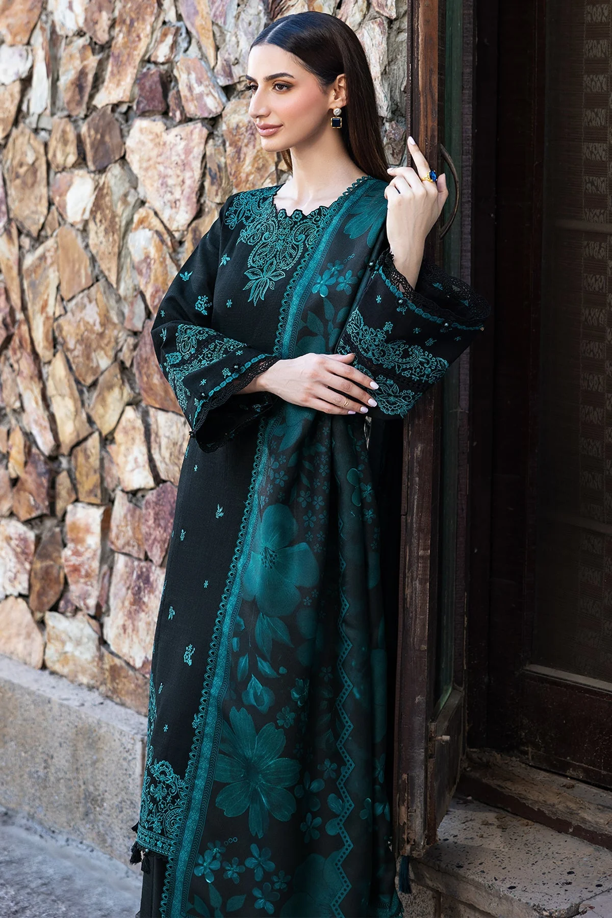 Lawn-3PC Embroidered Shirt with Digital Printed Jauqard Dupatta- 5098 - Image 6