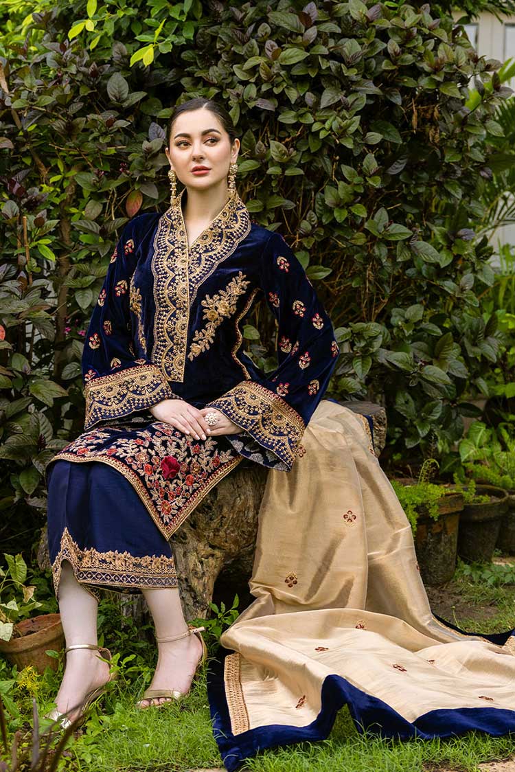 Velvet-3pc Embroidered with Masoori Embroidered Dupatta-954 - Image 3