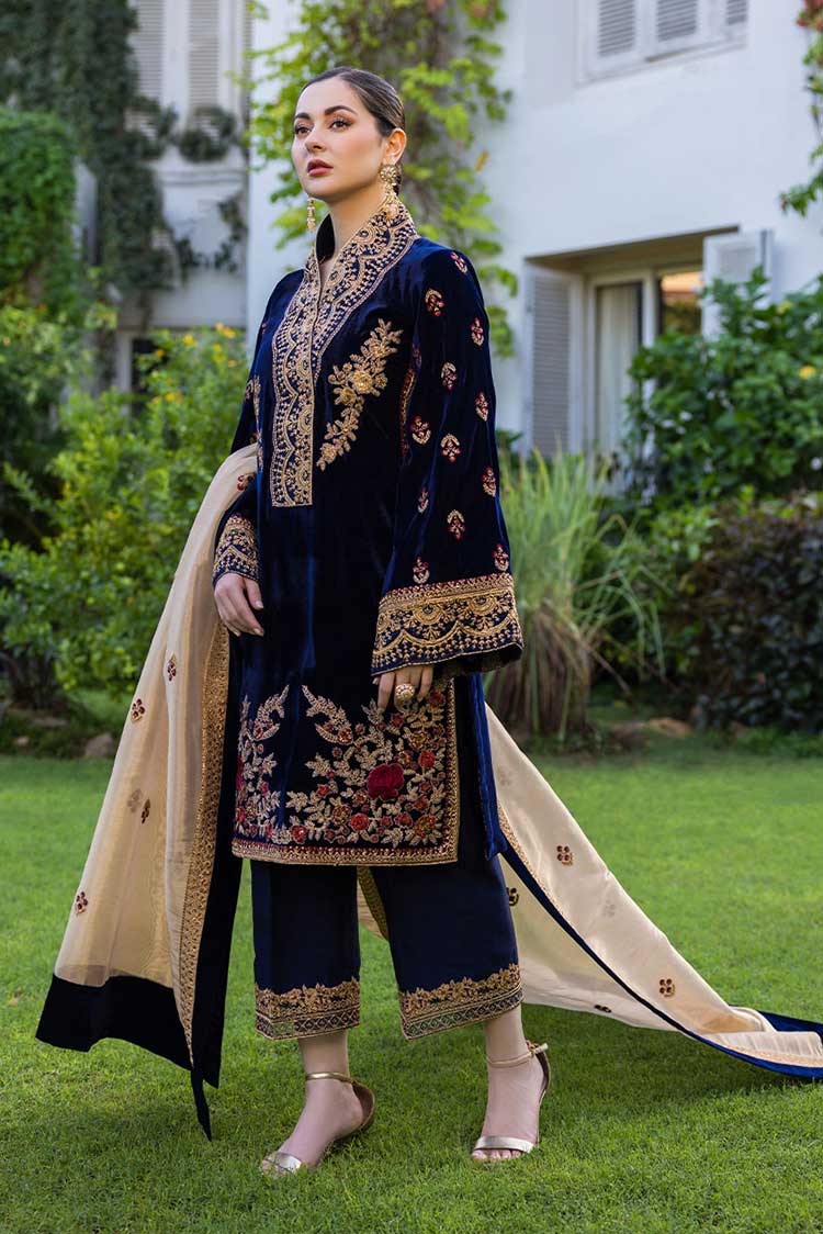 Velvet-3pc Embroidered with Masoori Embroidered Dupatta-954 - Image 4